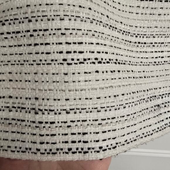 NEW NWT Calvin Klein White & Black Tweed Pencil Skirt Faux Leather Trim | Size 8 - Picture 5 of 10